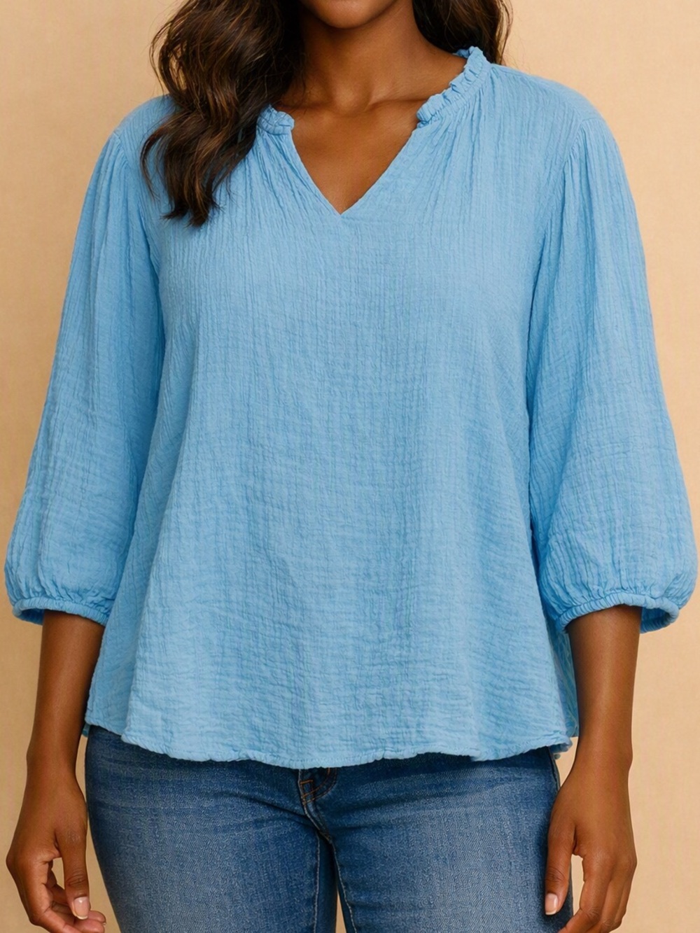 Sky Blue Gauze Top